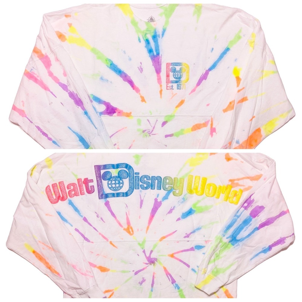 DISNEY WORLD Spirit Jersey Long Sleeve Shirt‎ White Pink Purple Tie Dye Medium M